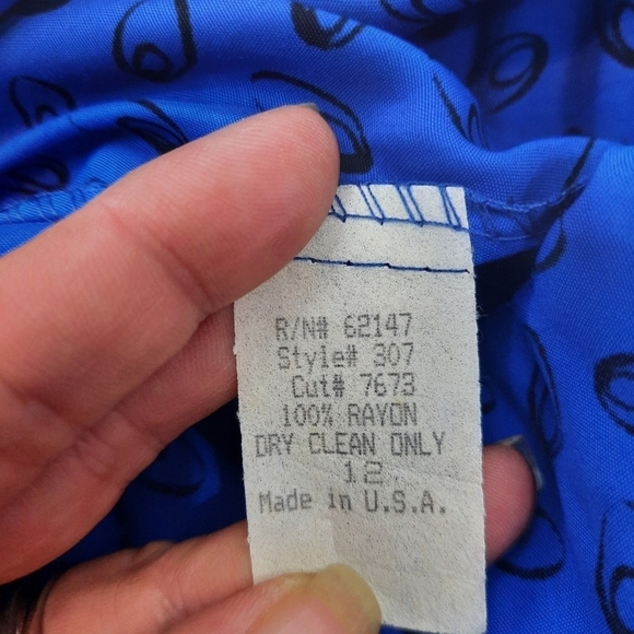 70's Dopamine Blouse & Skirt Set Royal Blue Black Polka Dots Size Small Women's - Picture 13 of 13